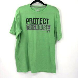 UNDER ARMOUR Protect This House UA HeatGear Green Short Sleeve Tshirt L Loose